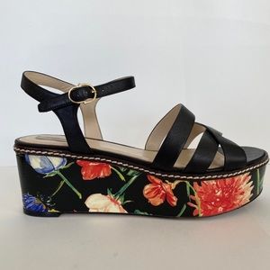 Cole Haan black leather flatform sandals